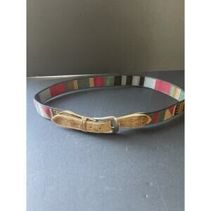 Bisou Belt Co Southwestern Belt Size 28-31 Cotton Leather Western Boho Festival